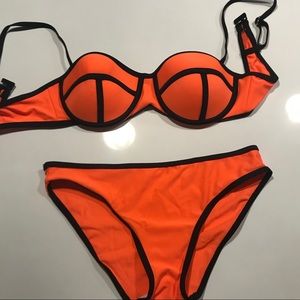 Neon Orange Balconette Bikini Set NWOT